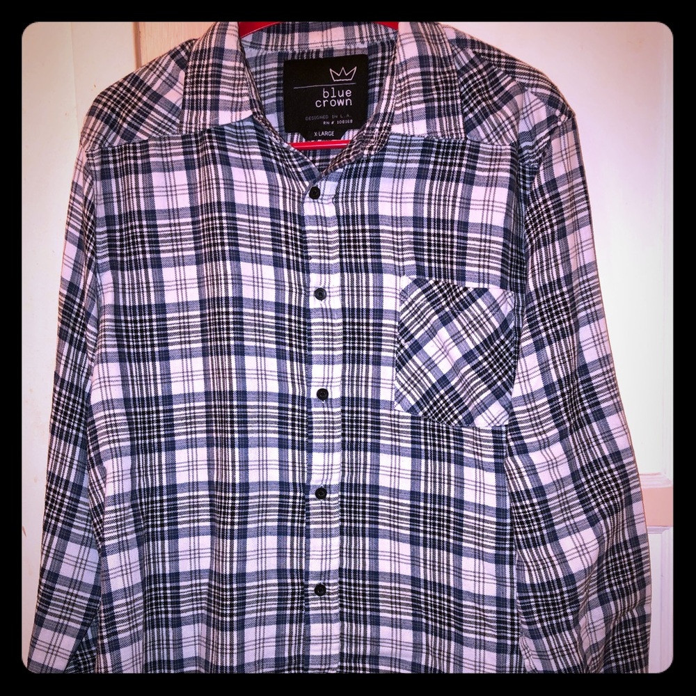 Blue Crown men’s plaid long sleeve shirt